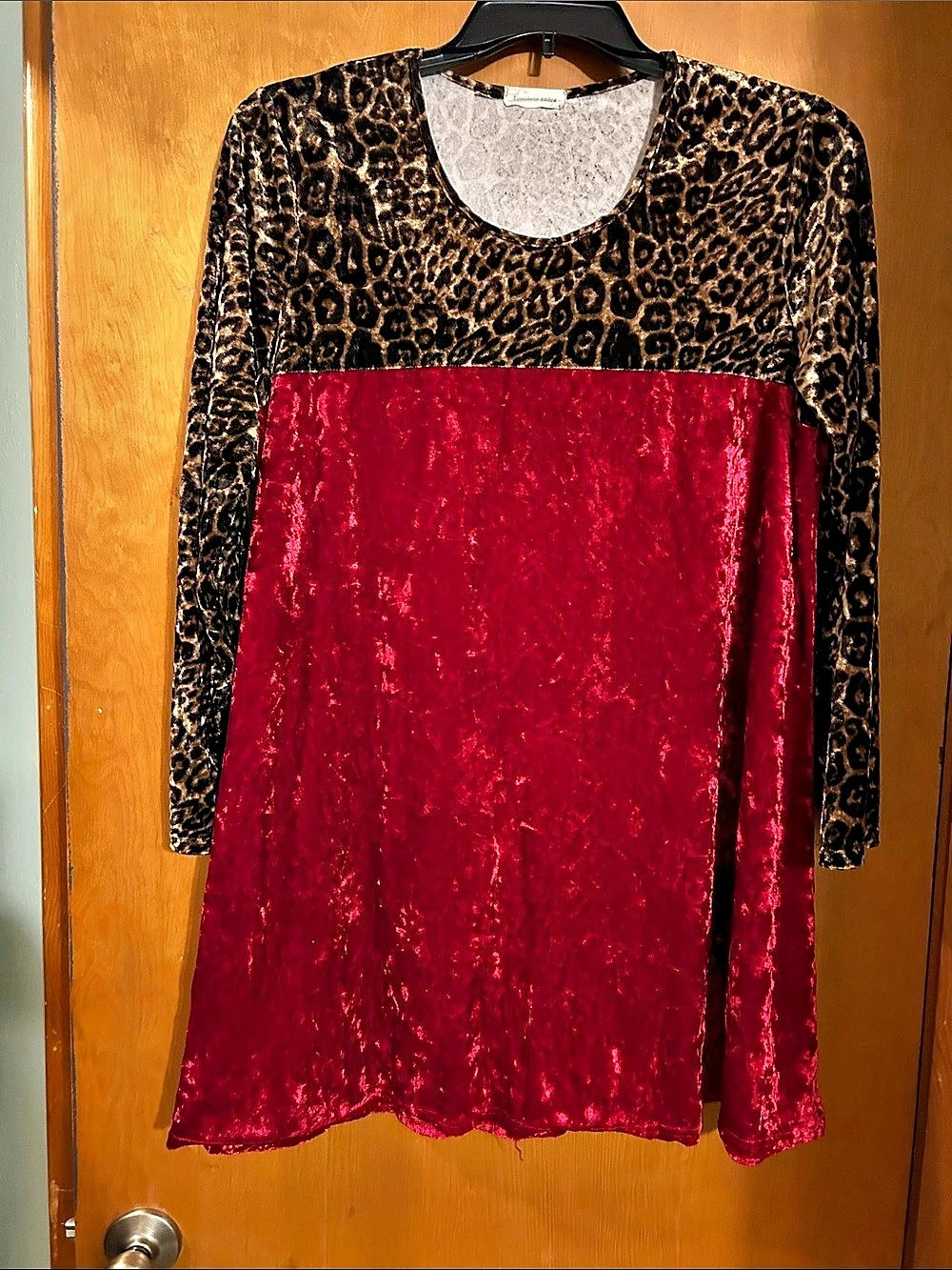 Animal Print Velvet shirt in Red, Black & Brown
